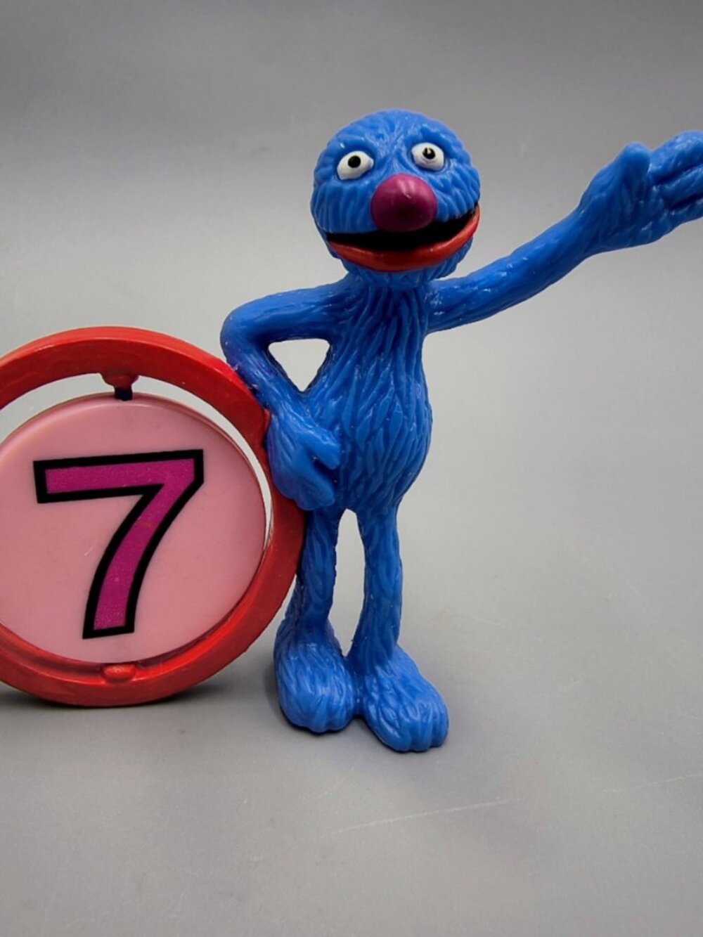 Sesame Street Grover Number 7 Ring Cake Topper Pvc Figure Applause 3"